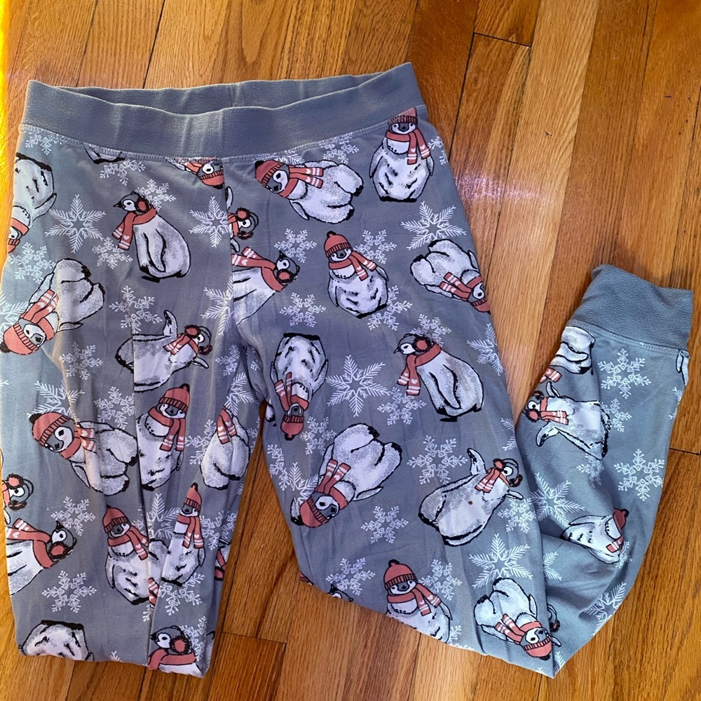 Cozy Gray Penguin Print Kids Leggings